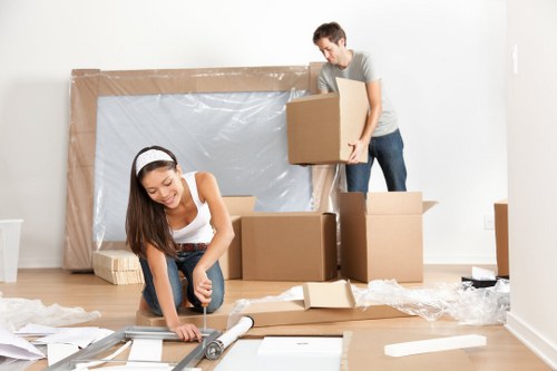 Office and retail relocation equipment prepared for a commercial move in Wembley Park