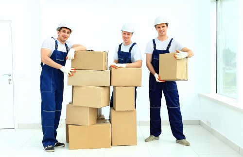 Packed boxes and furniture ready for local relocation in Wembley Park