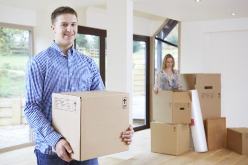 Commercial moving team handling office furniture in Wembley Park