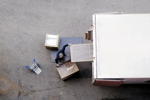 Removal van outside modern apartment buildings in Wembley Park