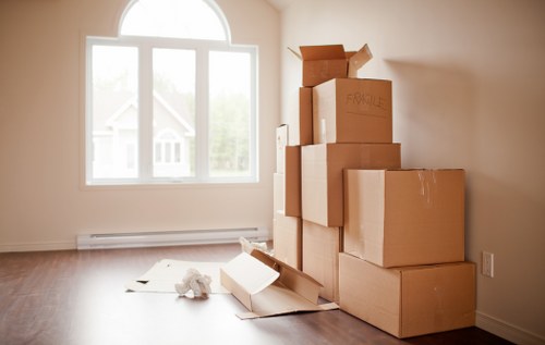 Removal van and moving boxes for house removals in Wembley Park